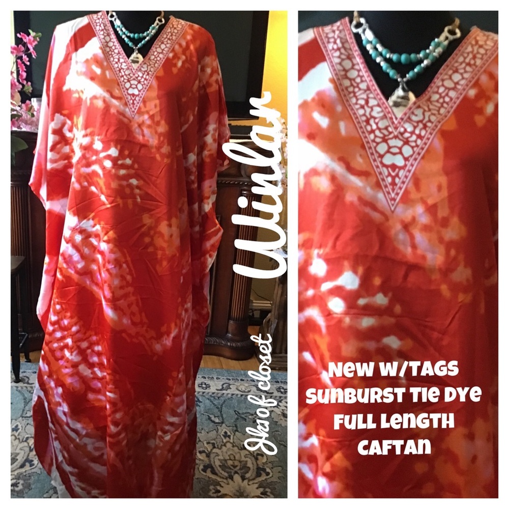 LOWEST🌺 NWT WINLAR LEILANI TIE DYE SUNBURST CAFTAN COVERUP/DRESS